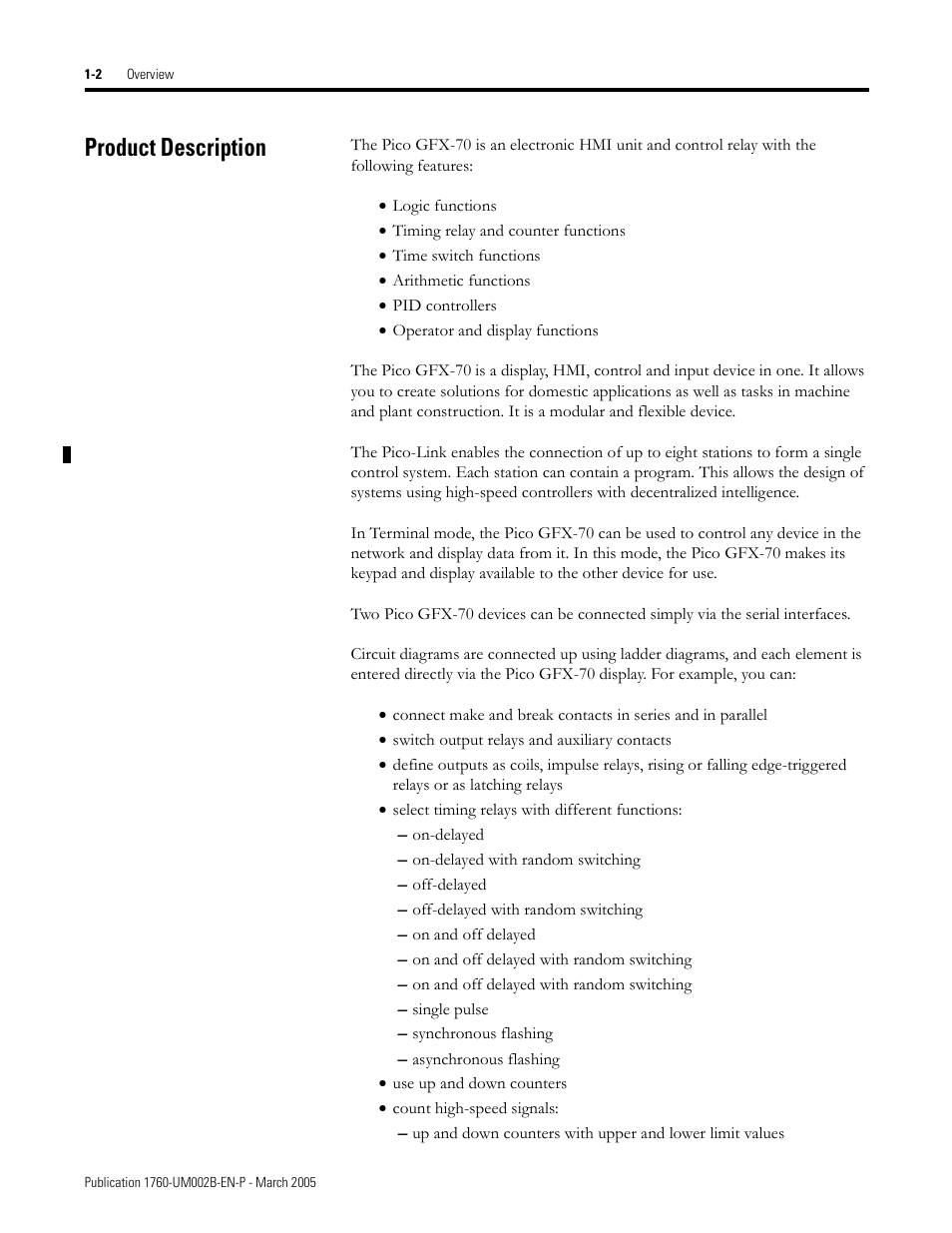 Product description, Product description -2 | Rockwell Automation 1760-xxxx Pico GFX-70 Controllers User Manual User Manual | Page 16 / 400