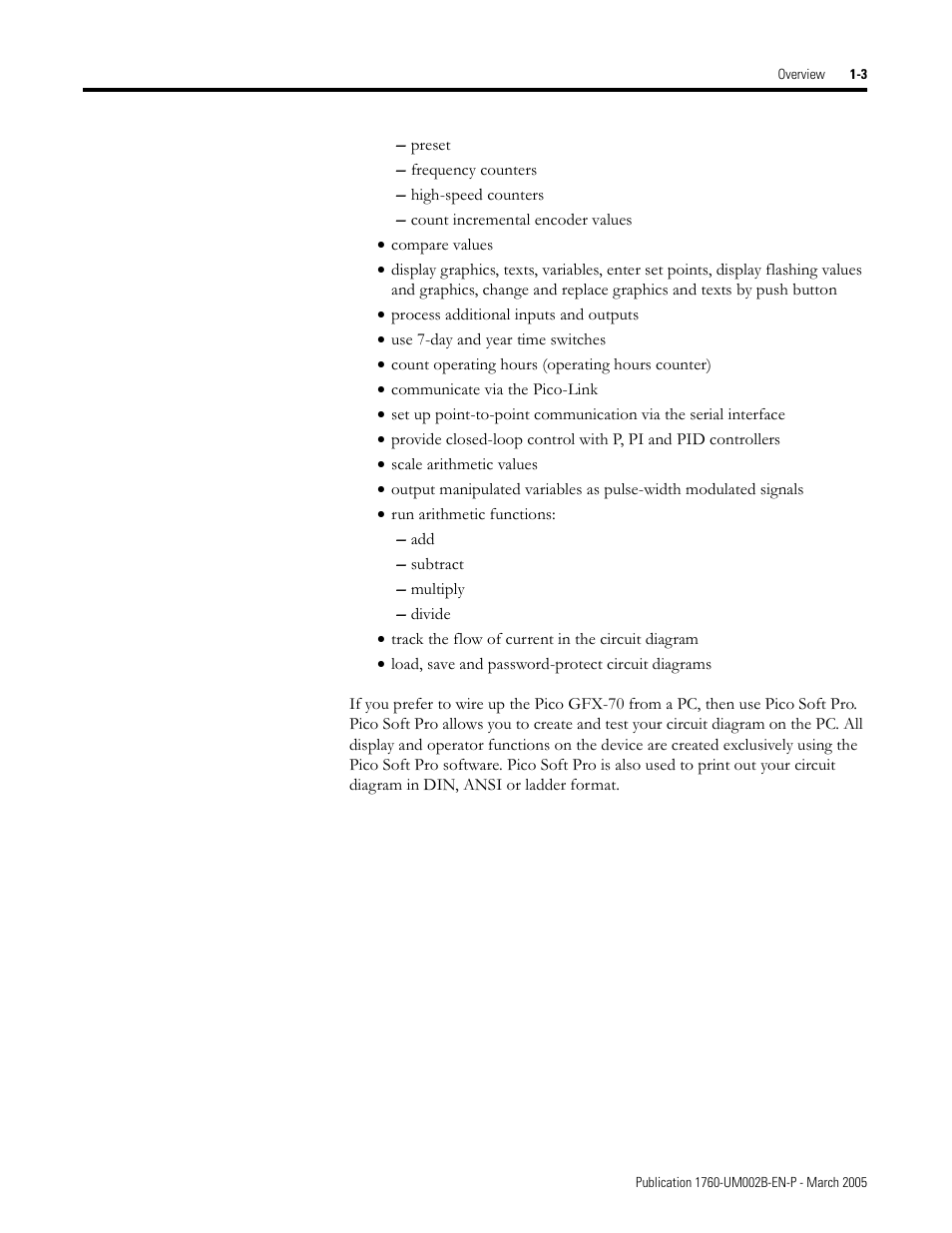 Rockwell Automation 1760-xxxx Pico GFX-70 Controllers User Manual User Manual | Page 17 / 400