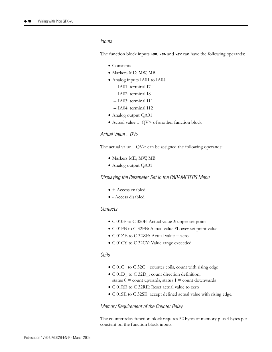 Rockwell Automation 1760-xxxx Pico GFX-70 Controllers User Manual User Manual | Page 180 / 400