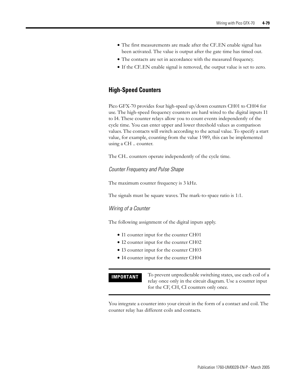 High-speed counters -79, High-speed counters | Rockwell Automation 1760-xxxx Pico GFX-70 Controllers User Manual User Manual | Page 189 / 400