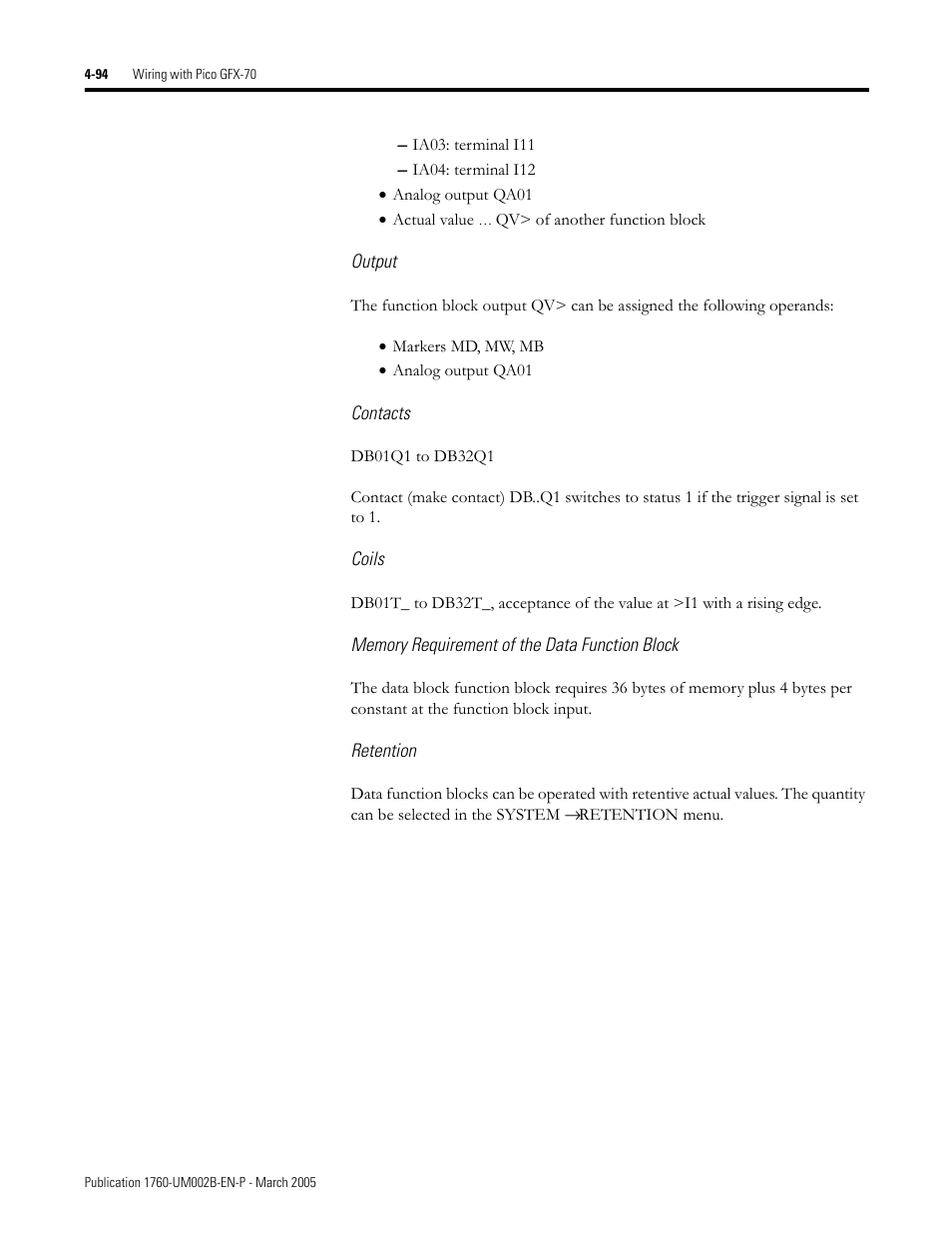 Rockwell Automation 1760-xxxx Pico GFX-70 Controllers User Manual User Manual | Page 204 / 400