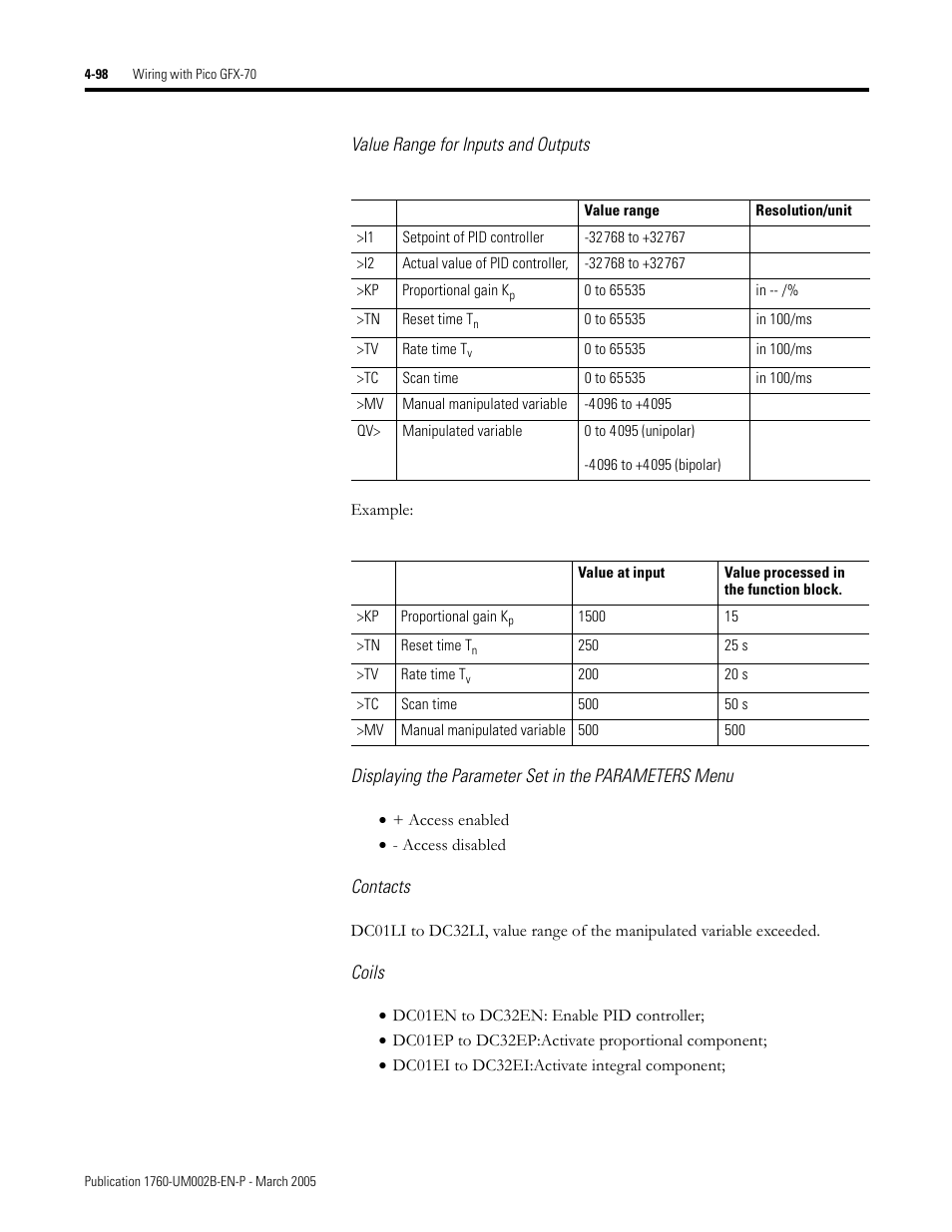 Rockwell Automation 1760-xxxx Pico GFX-70 Controllers User Manual User Manual | Page 208 / 400