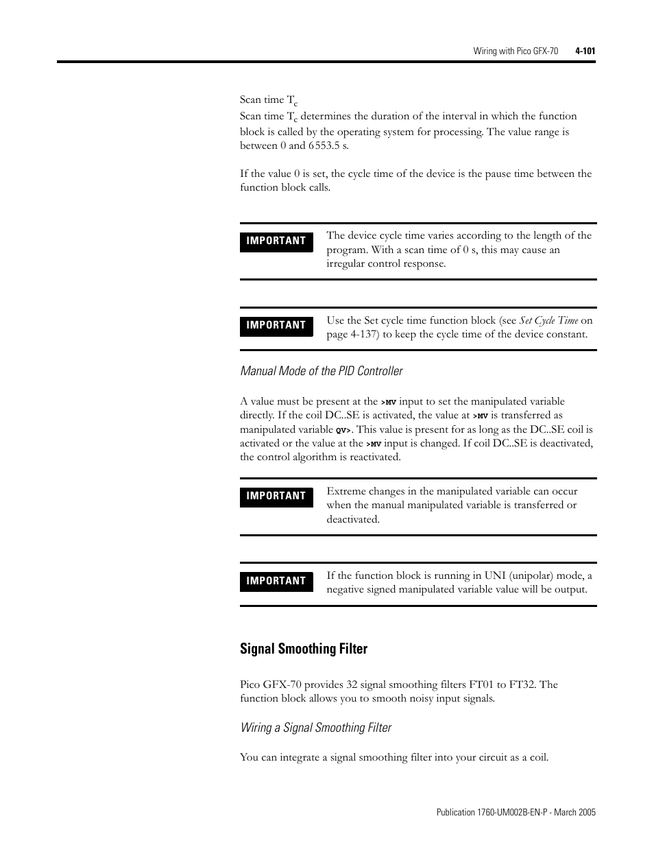 Signal smoothing filter -101, Signal smoothing filter | Rockwell Automation 1760-xxxx Pico GFX-70 Controllers User Manual User Manual | Page 211 / 400