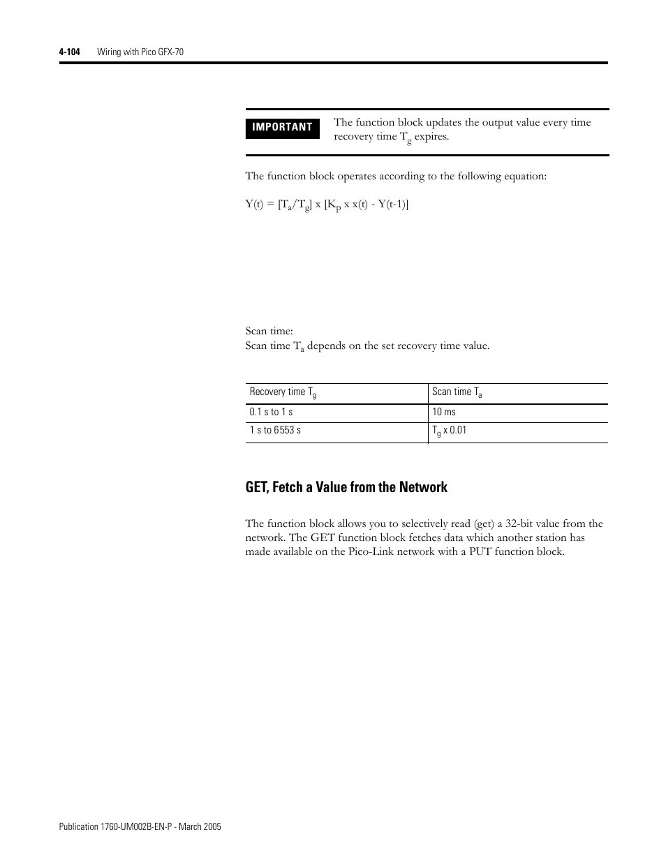 Get, fetch a value from the network -104, Get, fetch a value from the network | Rockwell Automation 1760-xxxx Pico GFX-70 Controllers User Manual User Manual | Page 214 / 400