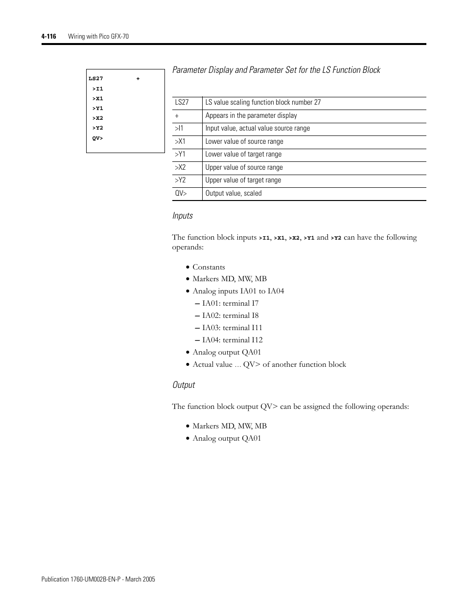 Rockwell Automation 1760-xxxx Pico GFX-70 Controllers User Manual User Manual | Page 226 / 400