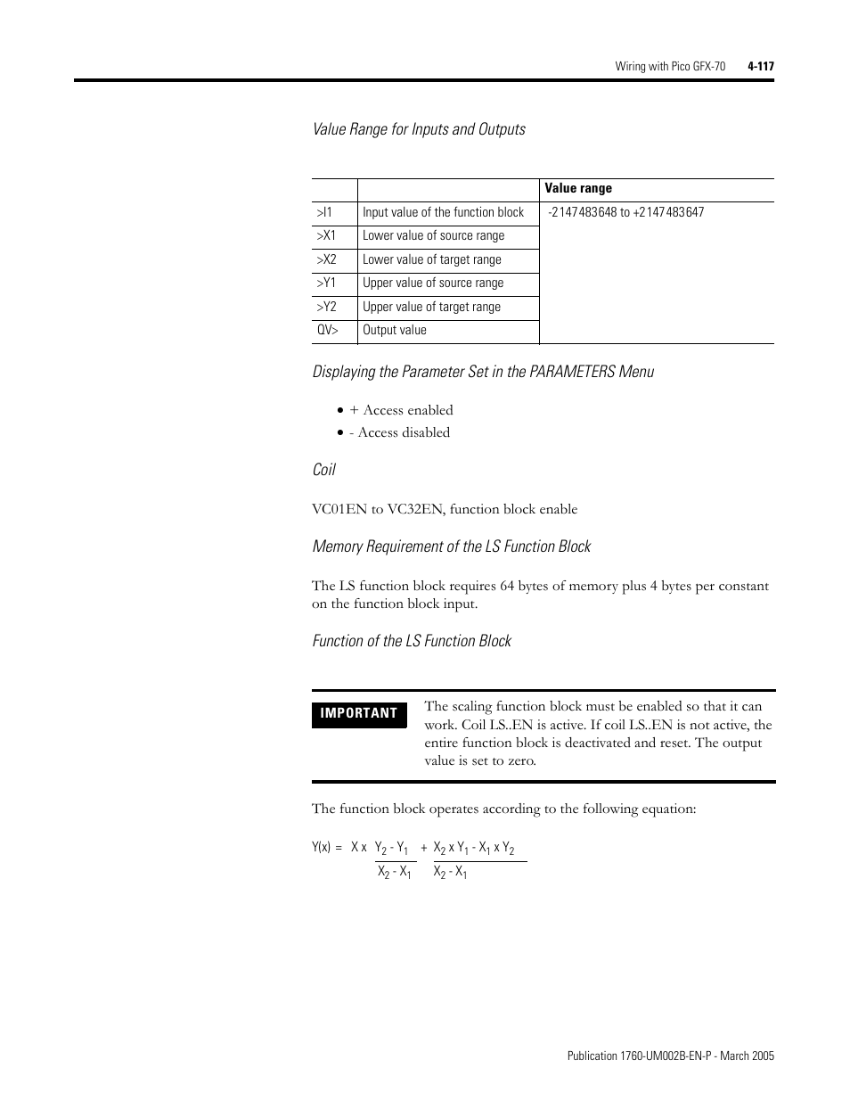Coil, Function of the ls function block | Rockwell Automation 1760-xxxx Pico GFX-70 Controllers User Manual User Manual | Page 227 / 400
