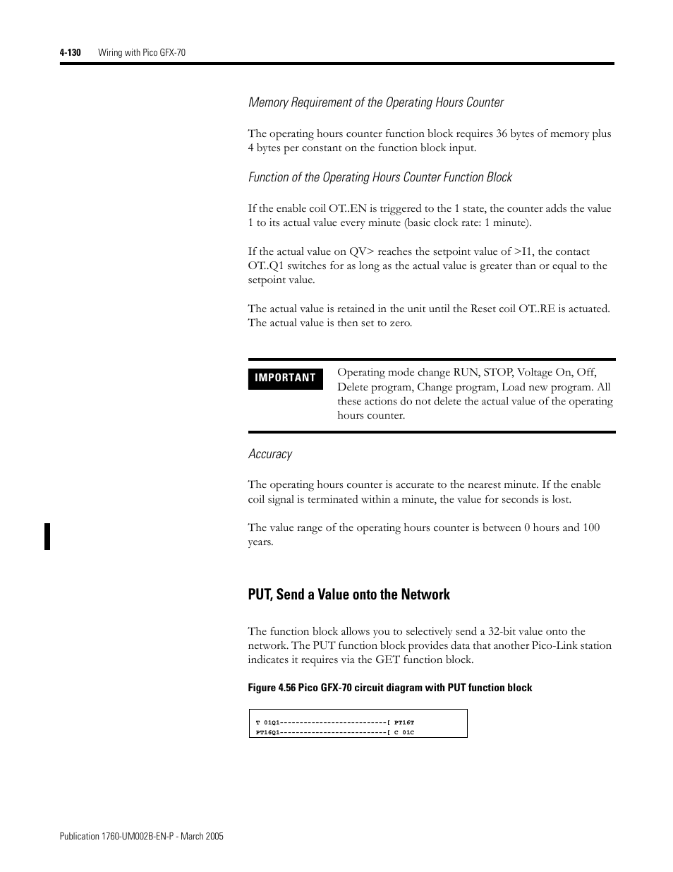 The accuracy, Put, send a value onto the network -130, Put, send a value onto the network | Rockwell Automation 1760-xxxx Pico GFX-70 Controllers User Manual User Manual | Page 240 / 400