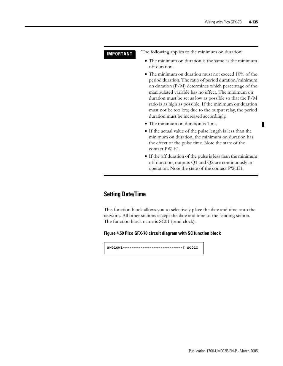 Setting date/time -135, Setting date/time | Rockwell Automation 1760-xxxx Pico GFX-70 Controllers User Manual User Manual | Page 245 / 400