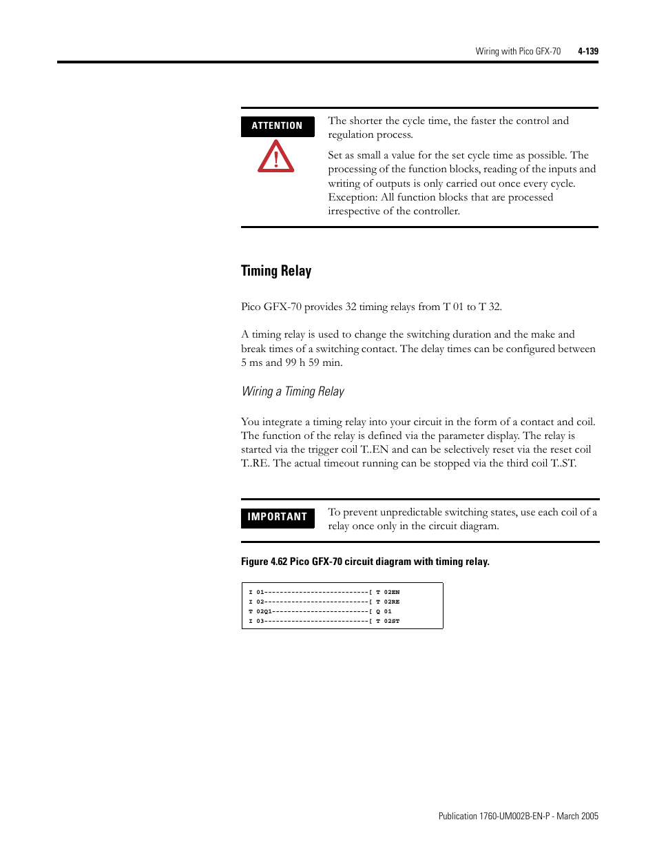 Timing relay -139, Timing relay | Rockwell Automation 1760-xxxx Pico GFX-70 Controllers User Manual User Manual | Page 249 / 400