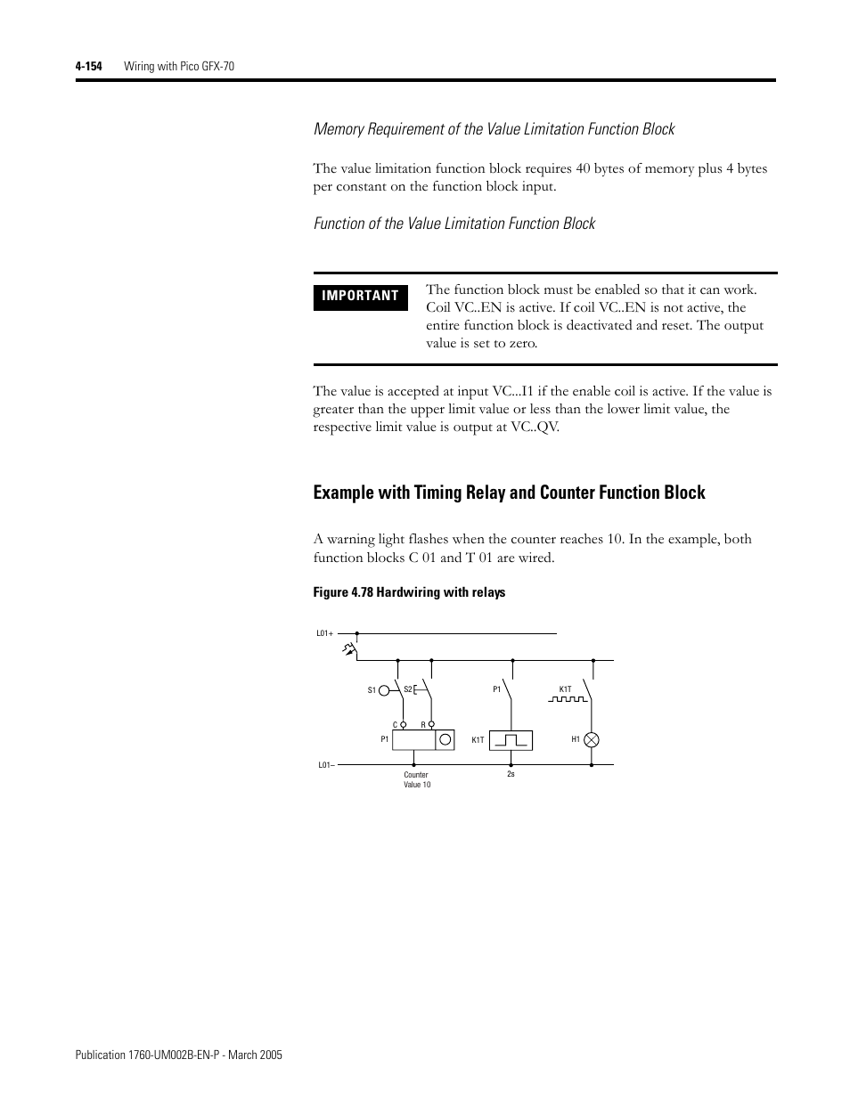 Function of the value limitation function block | Rockwell Automation 1760-xxxx Pico GFX-70 Controllers User Manual User Manual | Page 264 / 400