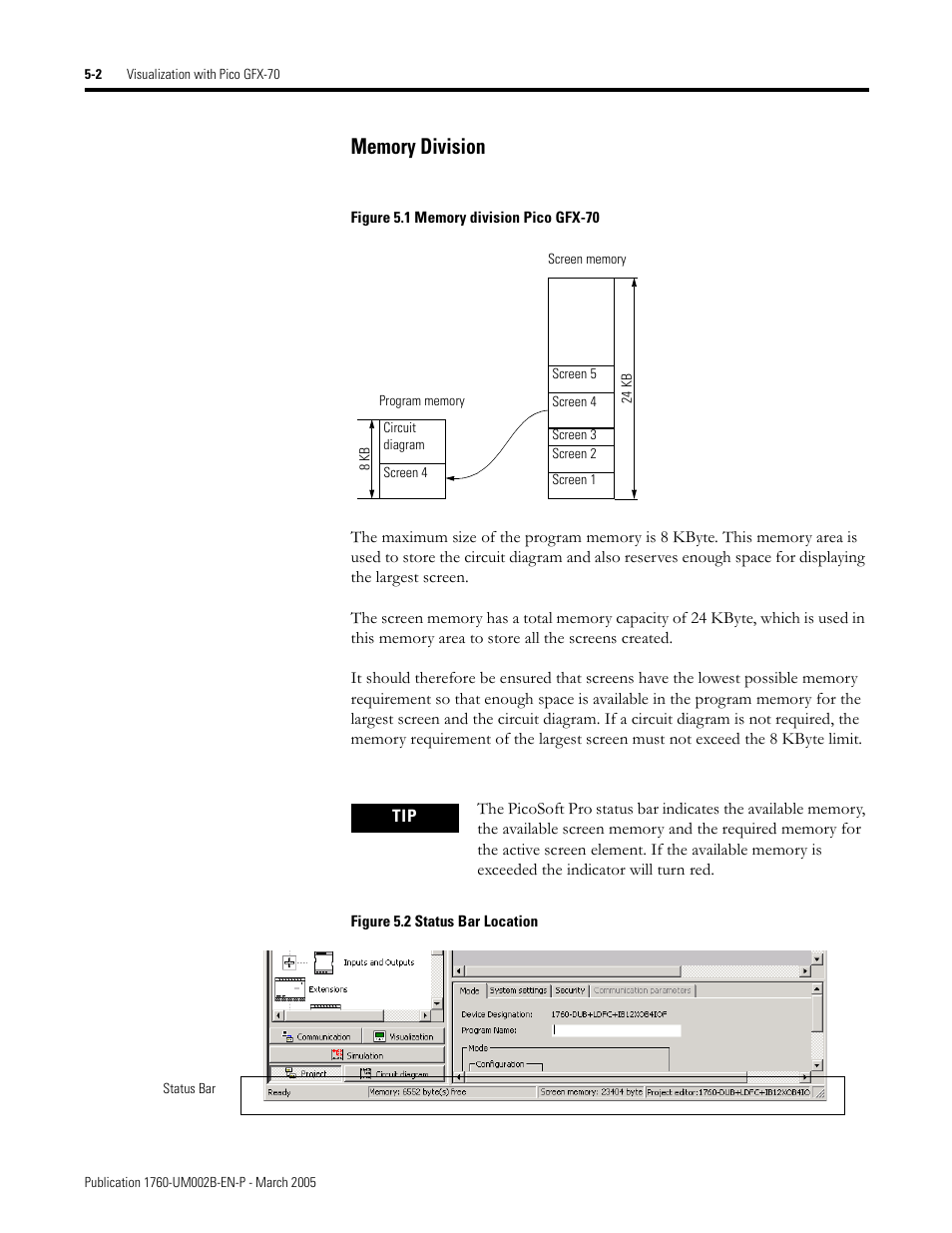 Memory division -2 | Rockwell Automation 1760-xxxx Pico GFX-70 Controllers User Manual User Manual | Page 270 / 400