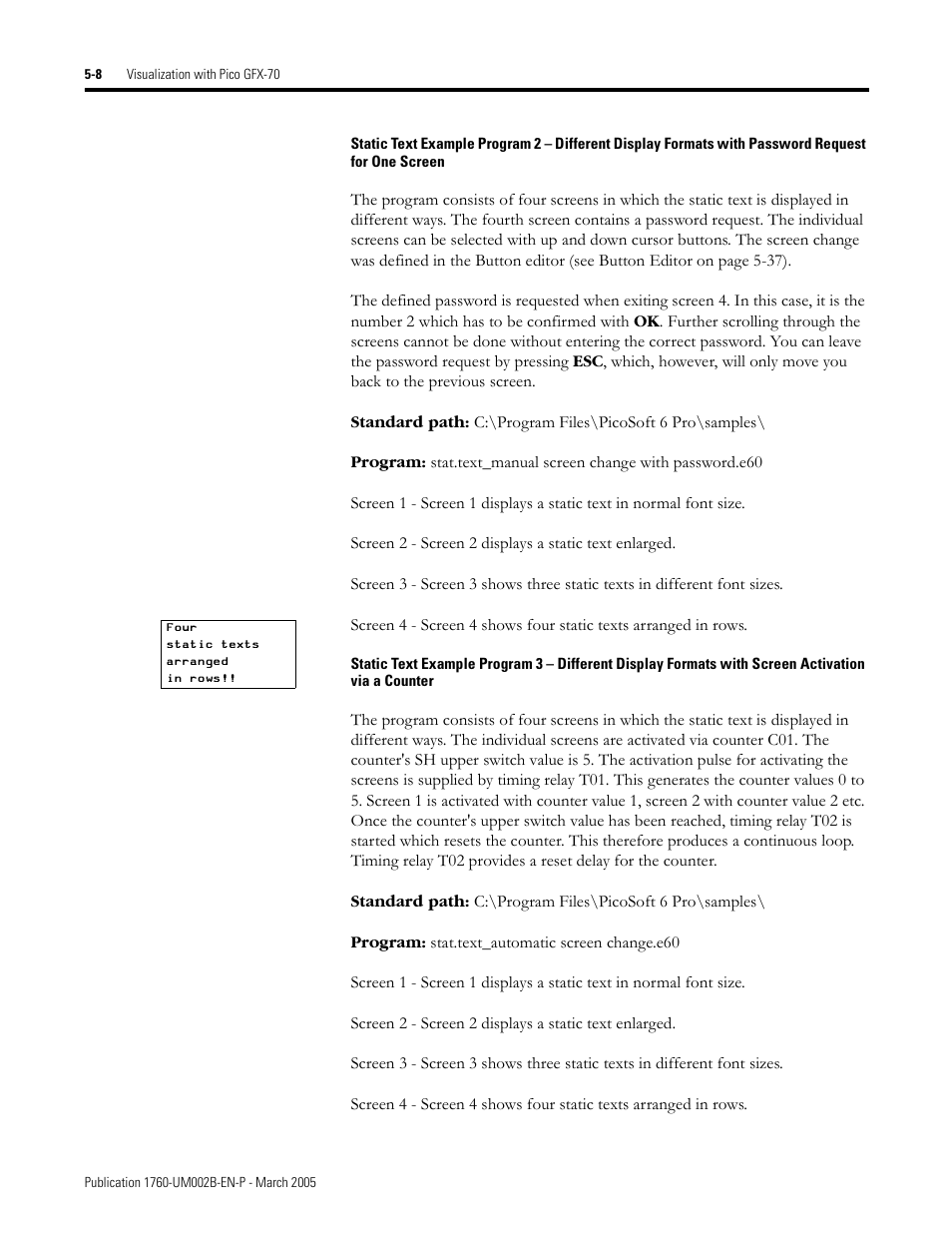 Rockwell Automation 1760-xxxx Pico GFX-70 Controllers User Manual User Manual | Page 276 / 400