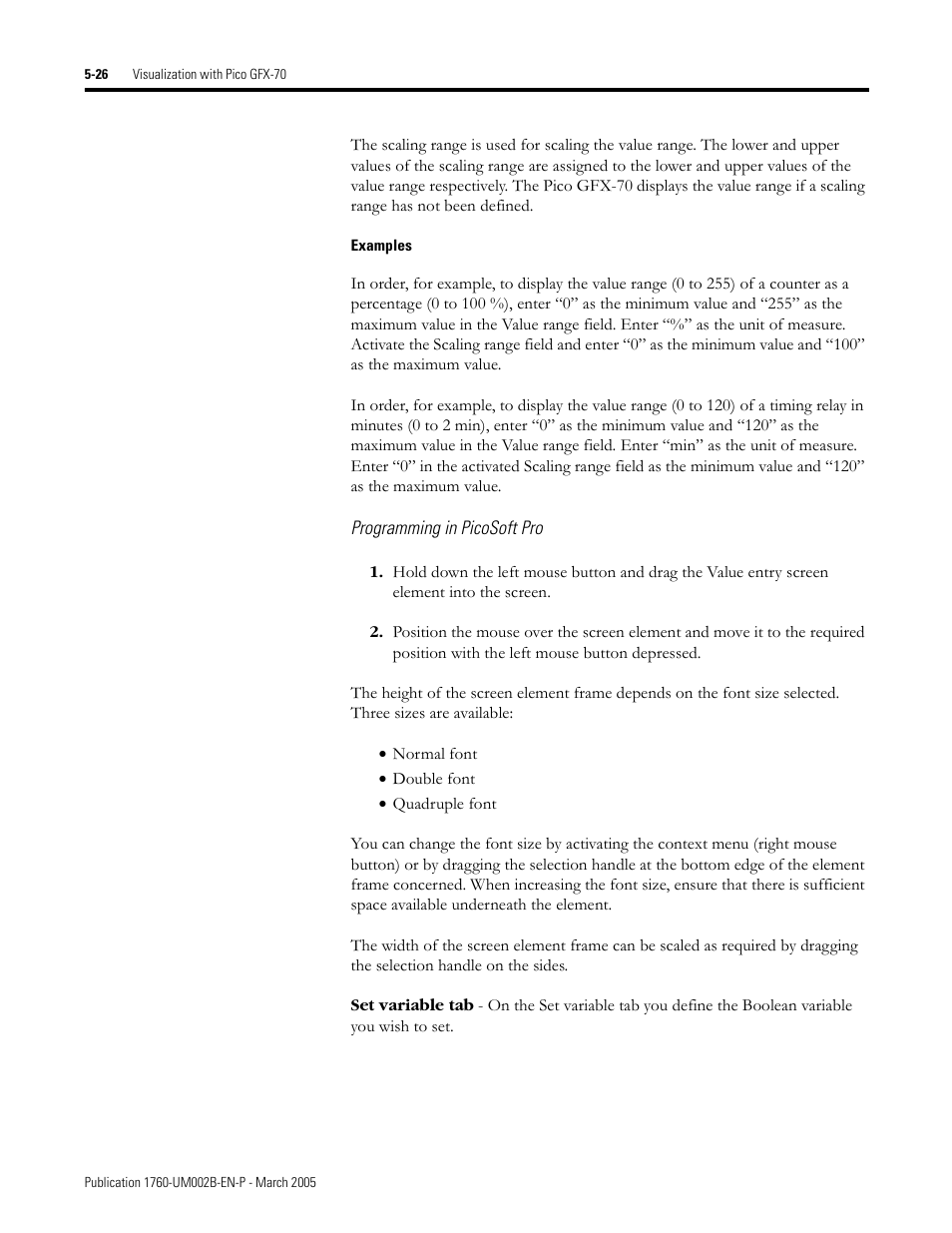 Rockwell Automation 1760-xxxx Pico GFX-70 Controllers User Manual User Manual | Page 294 / 400