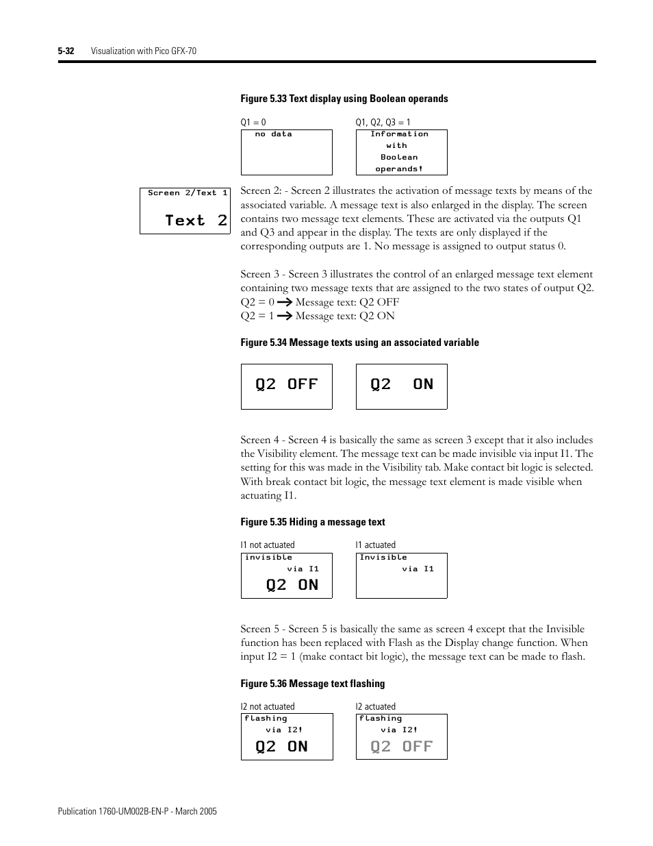 Text 2, Q2 off q2 on, Q2 on | Q2 off | Rockwell Automation 1760-xxxx Pico GFX-70 Controllers User Manual User Manual | Page 300 / 400