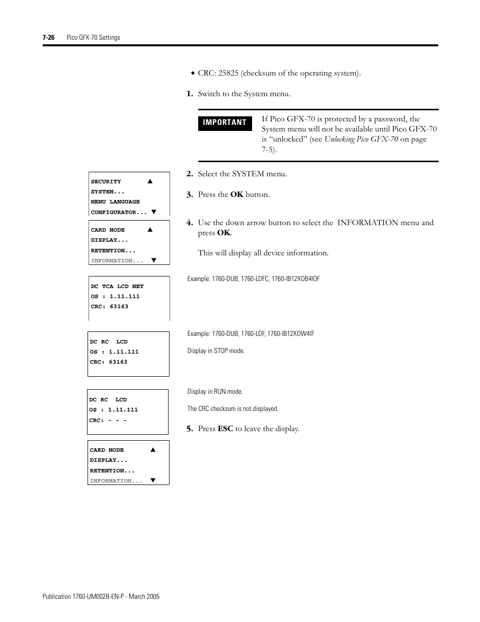 Rockwell Automation 1760-xxxx Pico GFX-70 Controllers User Manual User Manual | Page 354 / 400