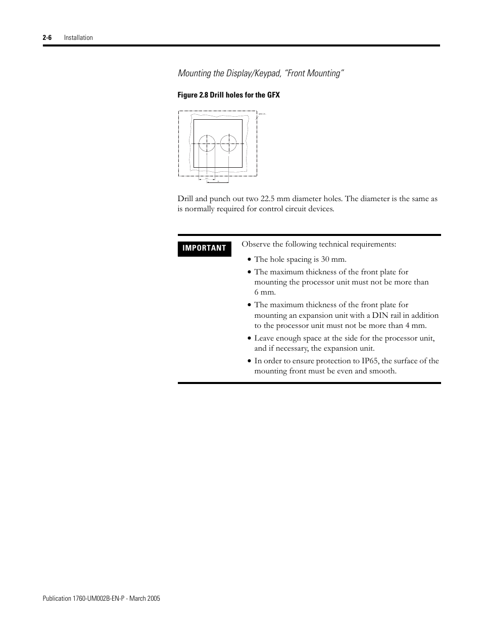 Mounting the display/keypad, “front mounting | Rockwell Automation 1760-xxxx Pico GFX-70 Controllers User Manual User Manual | Page 40 / 400