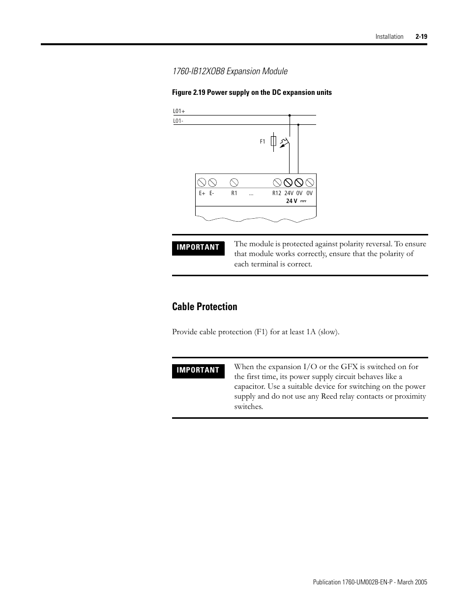 Cable protection -19, Cable protection | Rockwell Automation 1760-xxxx Pico GFX-70 Controllers User Manual User Manual | Page 53 / 400
