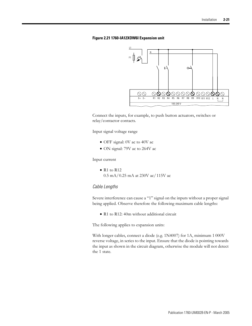 Cable lengths | Rockwell Automation 1760-xxxx Pico GFX-70 Controllers User Manual User Manual | Page 55 / 400