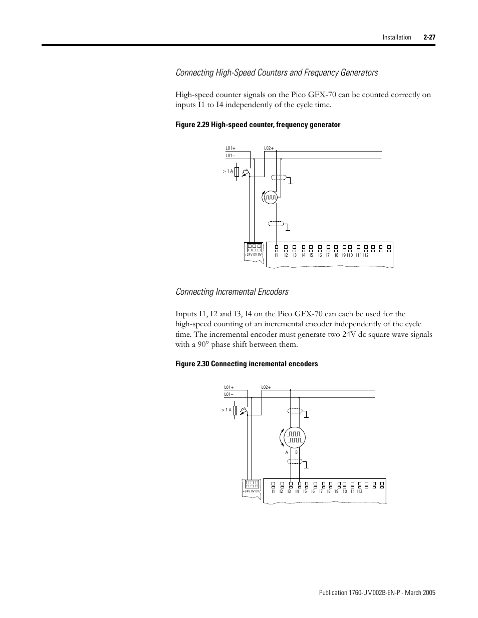 Connecting incremental encoders, Figure 2.30 connecting incremental encoders | Rockwell Automation 1760-xxxx Pico GFX-70 Controllers User Manual User Manual | Page 61 / 400