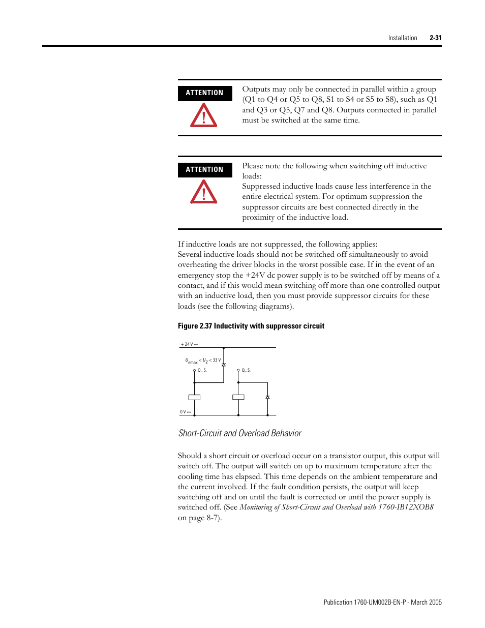 Short-circuit and overload behavior | Rockwell Automation 1760-xxxx Pico GFX-70 Controllers User Manual User Manual | Page 65 / 400