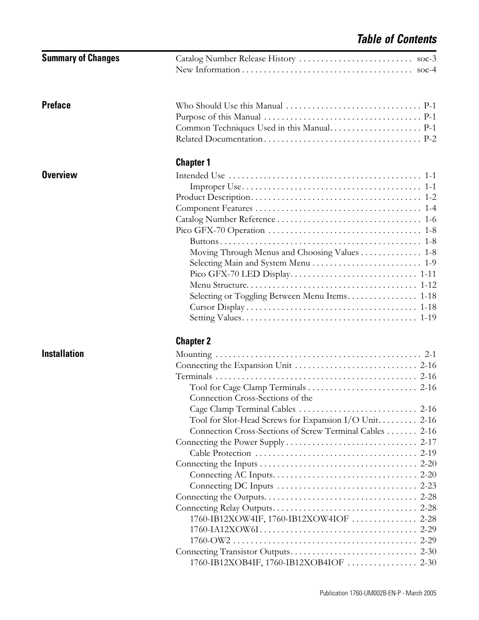 Rockwell Automation 1760-xxxx Pico GFX-70 Controllers User Manual User Manual | Page 7 / 400