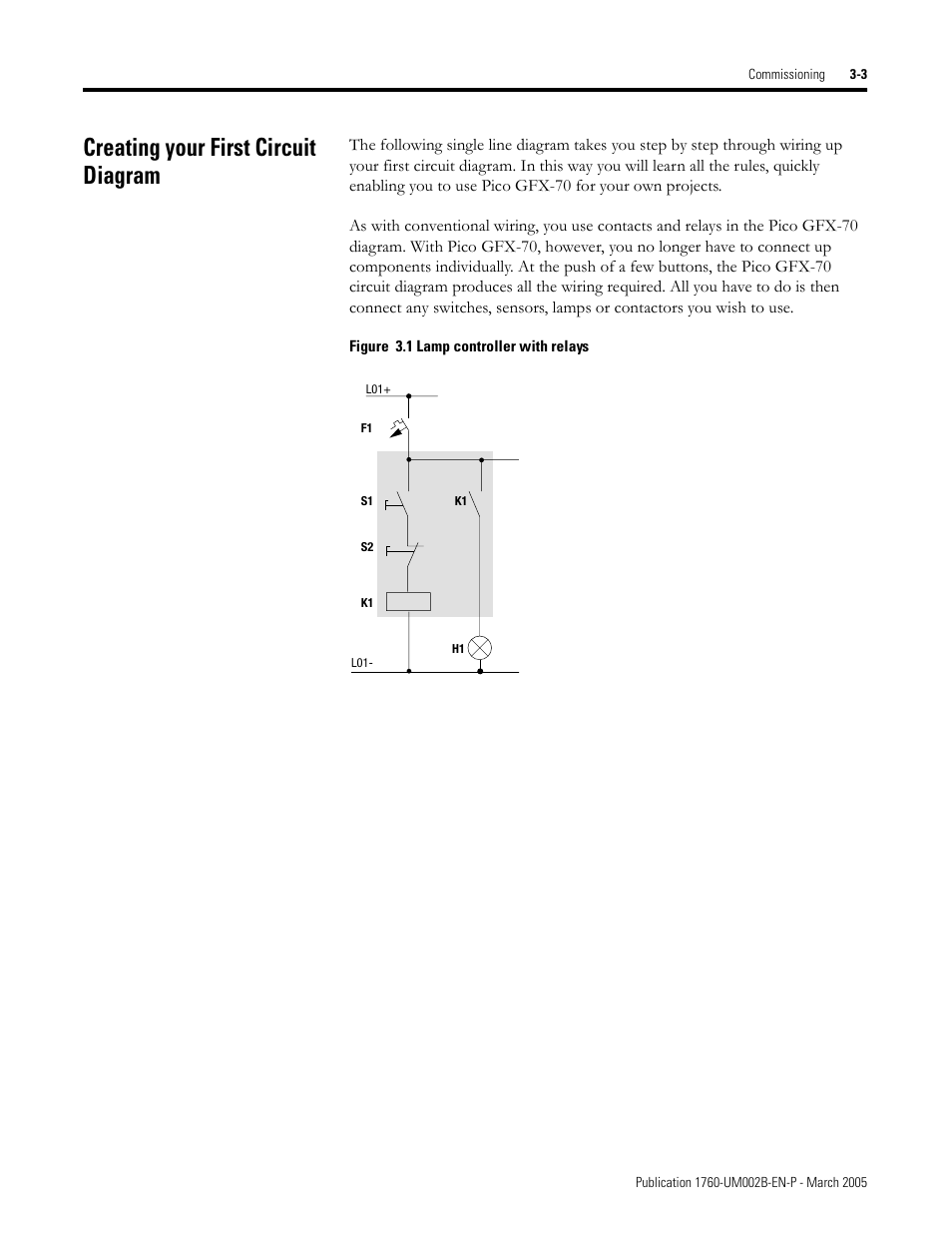 Creating your first circuit diagram, Creating your first circuit diagram -3 | Rockwell Automation 1760-xxxx Pico GFX-70 Controllers User Manual User Manual | Page 81 / 400