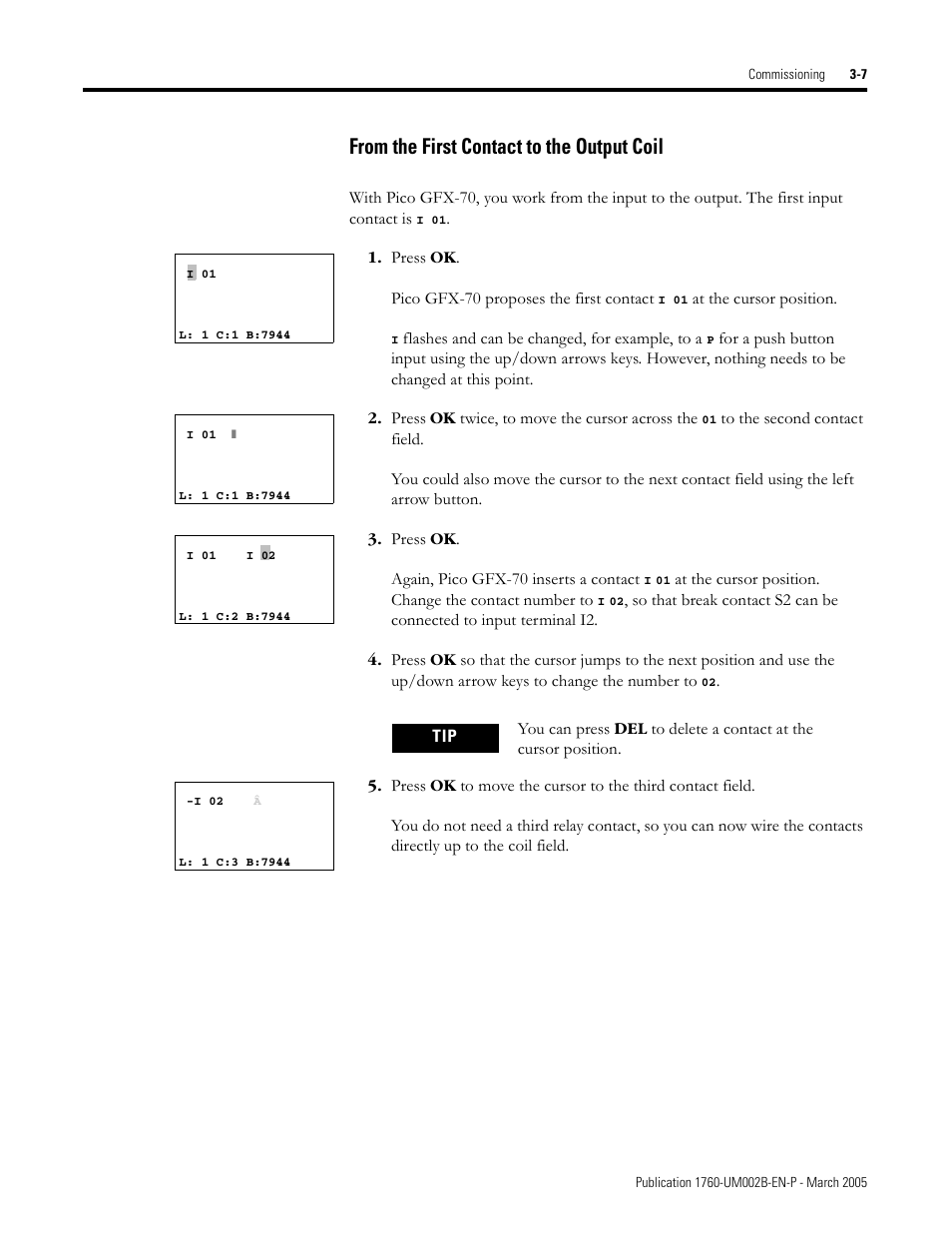 From the first contact to the output coil -7 | Rockwell Automation 1760-xxxx Pico GFX-70 Controllers User Manual User Manual | Page 85 / 400