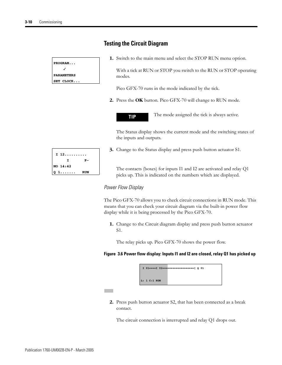 Testing the circuit diagram -10, Testing the circuit diagram | Rockwell Automation 1760-xxxx Pico GFX-70 Controllers User Manual User Manual | Page 88 / 400