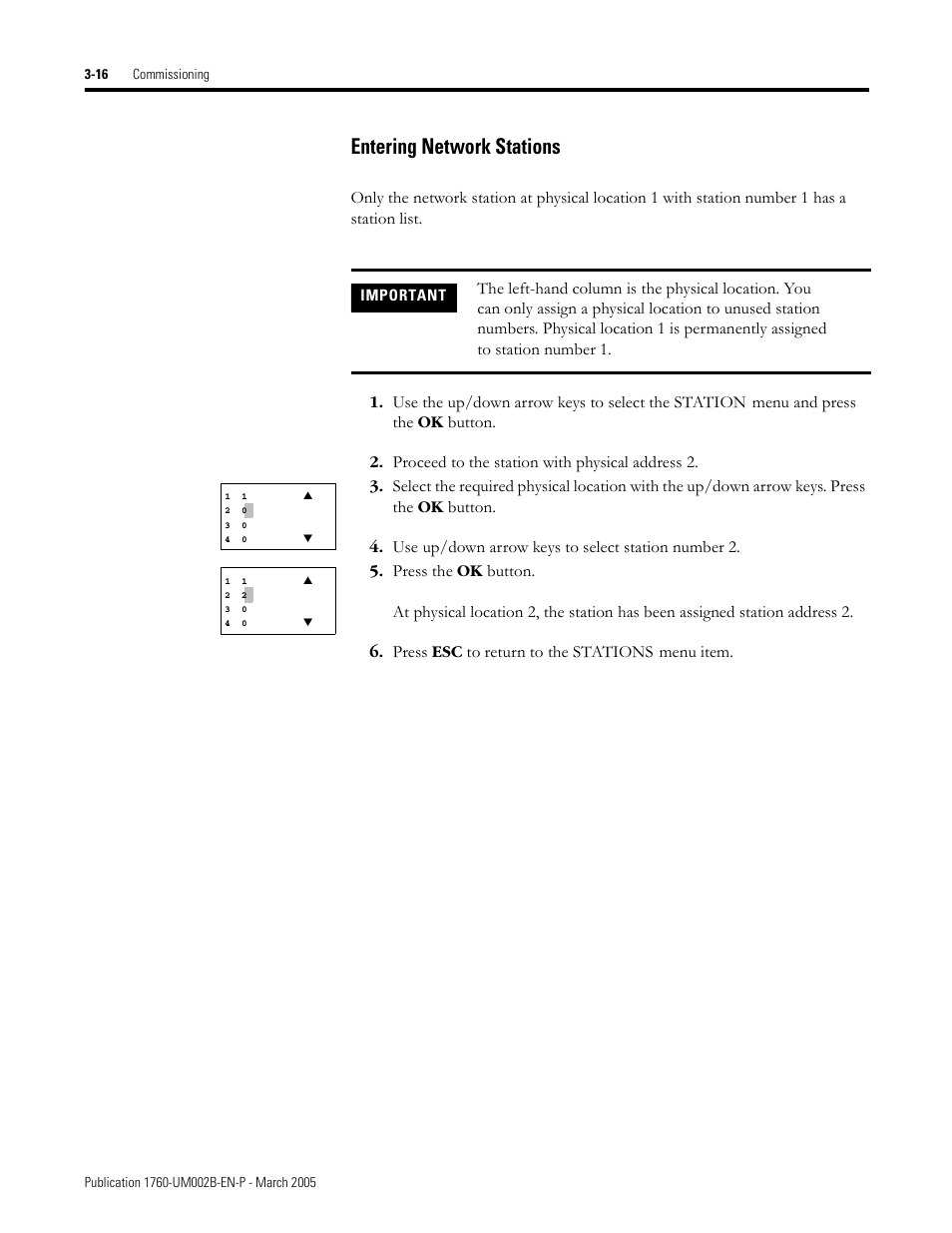Entering network stations -16, Entering network stations | Rockwell Automation 1760-xxxx Pico GFX-70 Controllers User Manual User Manual | Page 94 / 400