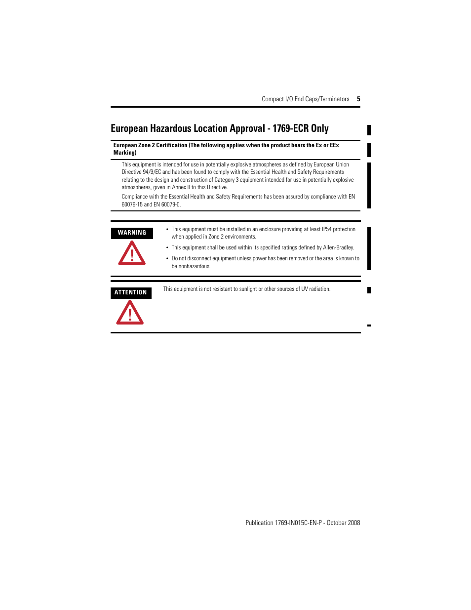 Rockwell Automation 1769-ECR Compact I/O End Caps/Terminator User Manual | Page 5 / 12