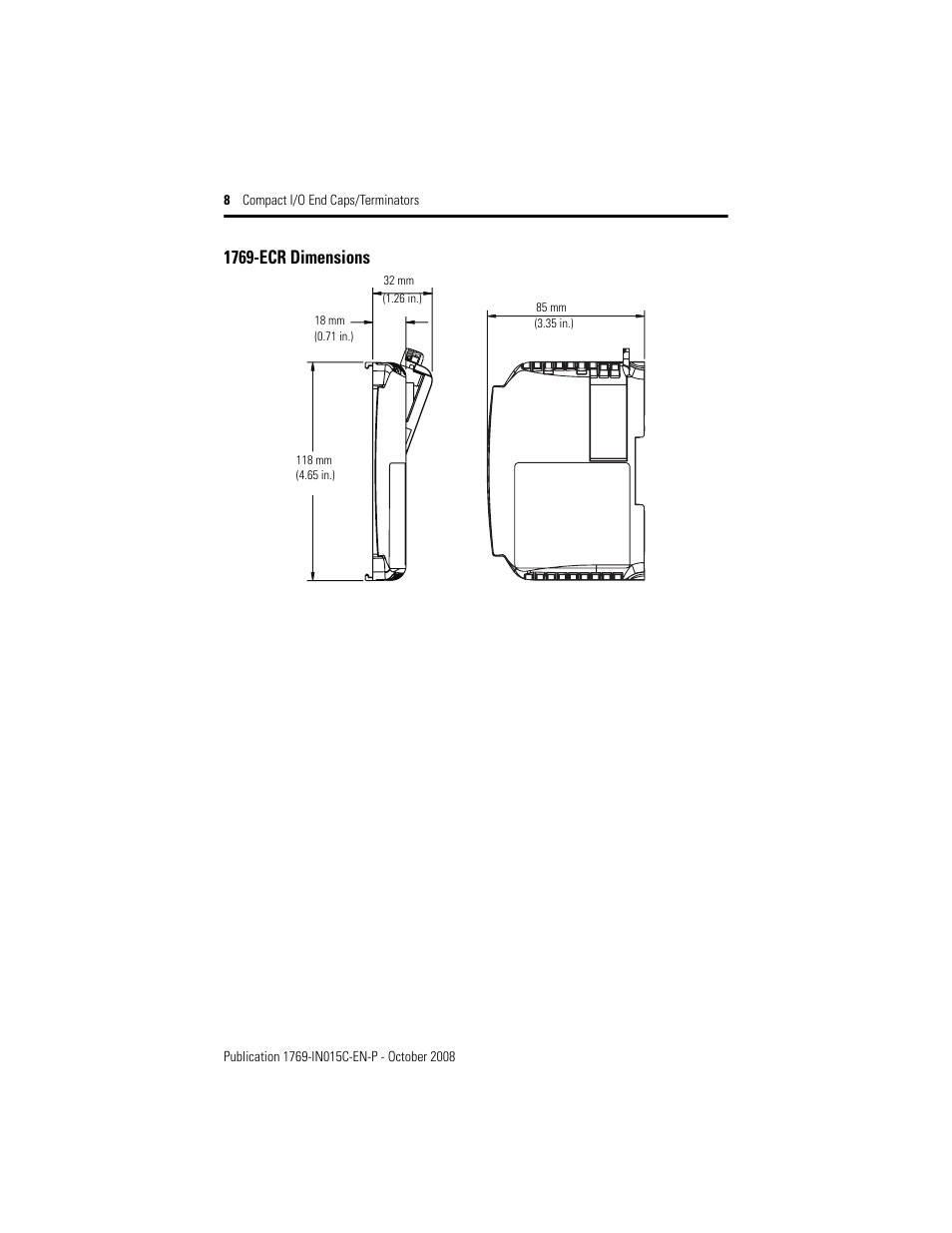 1769-ecr dimensions | Rockwell Automation 1769-ECR Compact I/O End Caps/Terminator User Manual | Page 8 / 12