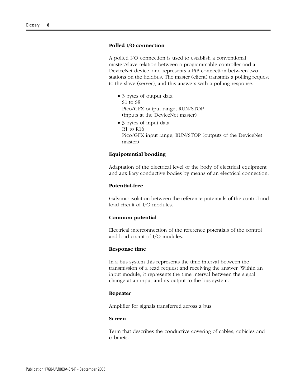 Rockwell Automation 1760-DNET Pico DeviceNet Communications Module User Manual User Manual | Page 160 / 168