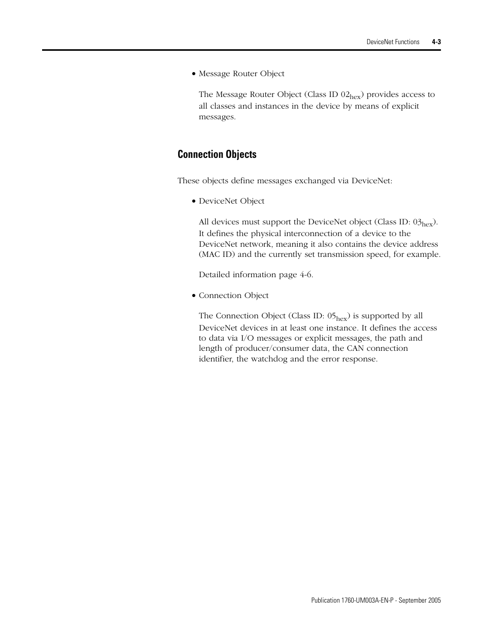 Connection objects | Rockwell Automation 1760-DNET Pico DeviceNet Communications Module User Manual User Manual | Page 27 / 168