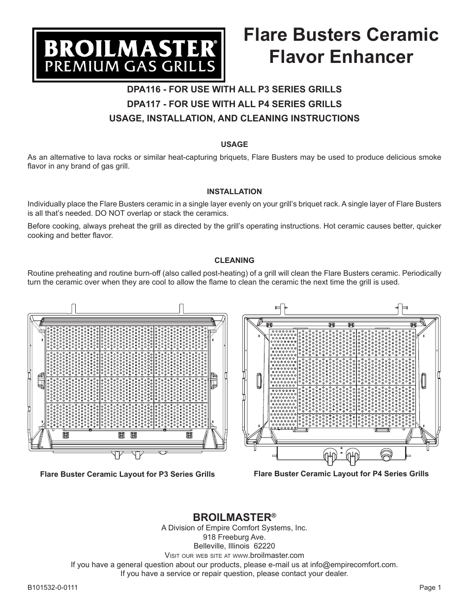 Broilmaster DPA117 User Manual | 1 page