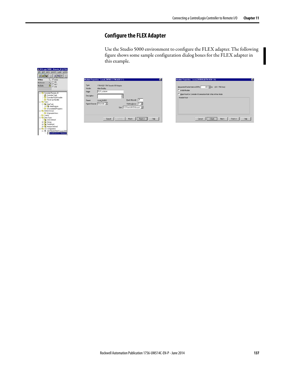 Configure the flex adapter | Rockwell Automation 1756-DHRIO_DHRIOXT ControlLogix Data Highway Plus-Remote I/O Communication Interface Module User Manual | Page 137 / 176