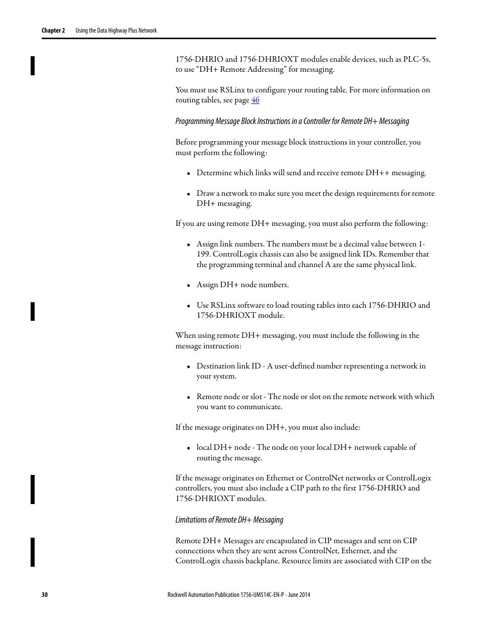 Rockwell Automation 1756-DHRIO_DHRIOXT ControlLogix Data Highway Plus-Remote I/O Communication Interface Module User Manual | Page 30 / 176