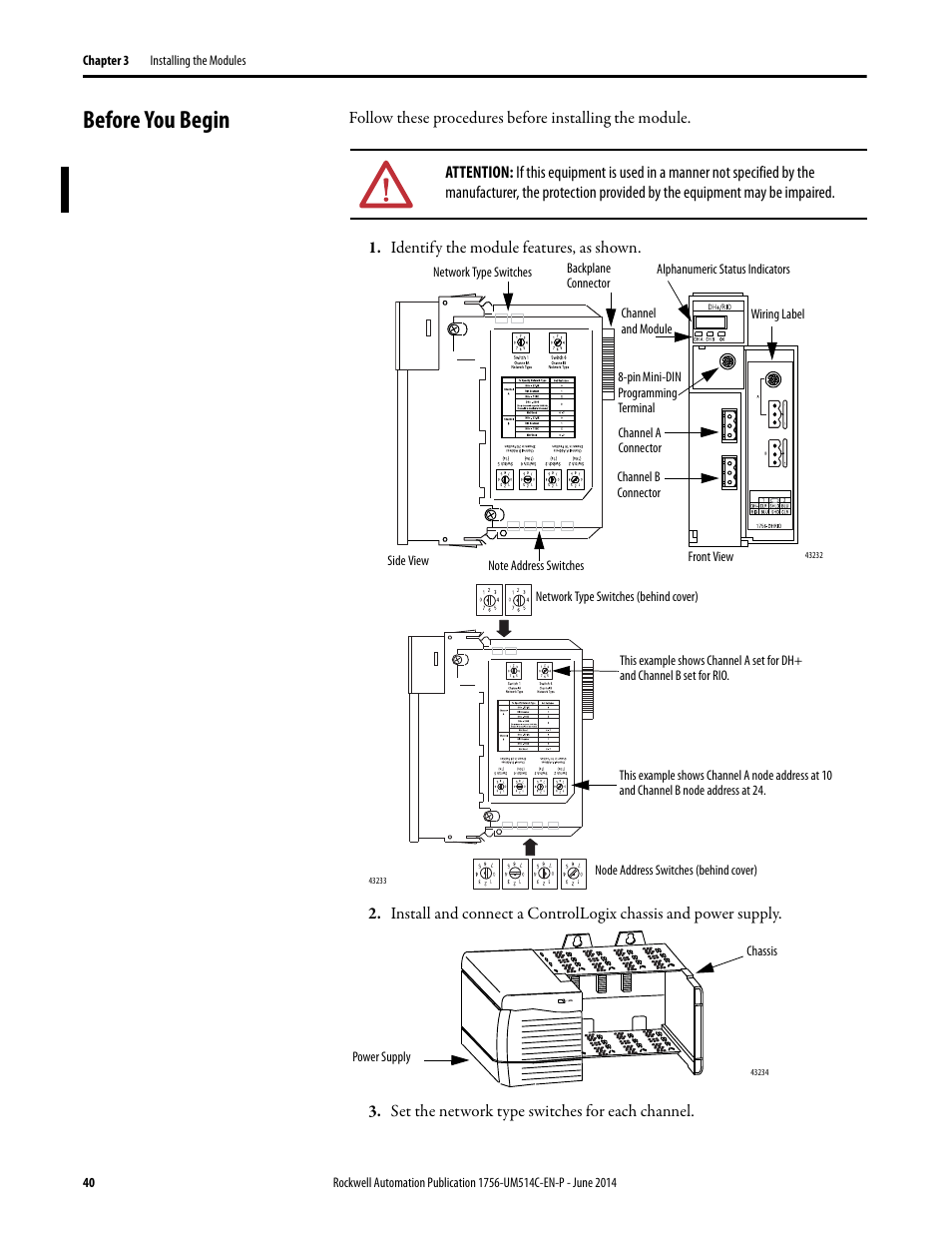 Before you begin | Rockwell Automation 1756-DHRIO_DHRIOXT ControlLogix Data Highway Plus-Remote I/O Communication Interface Module User Manual | Page 40 / 176
