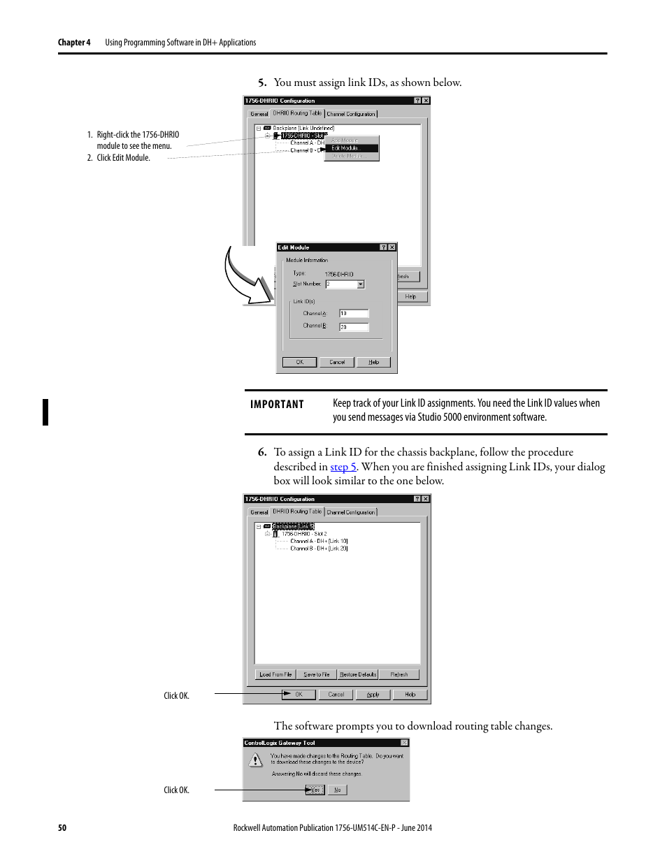 Rockwell Automation 1756-DHRIO_DHRIOXT ControlLogix Data Highway Plus-Remote I/O Communication Interface Module User Manual | Page 50 / 176