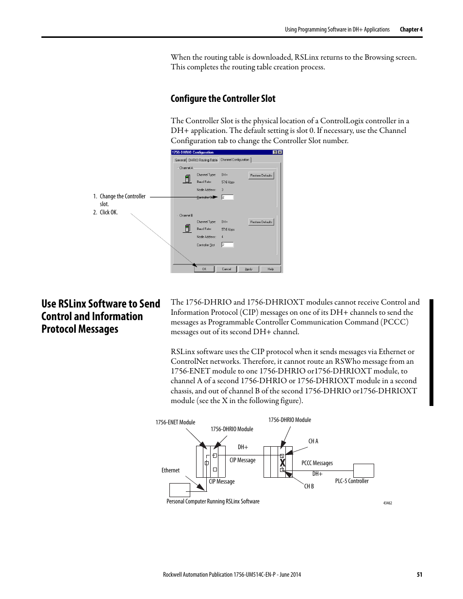 Configure the controller slot | Rockwell Automation 1756-DHRIO_DHRIOXT ControlLogix Data Highway Plus-Remote I/O Communication Interface Module User Manual | Page 51 / 176