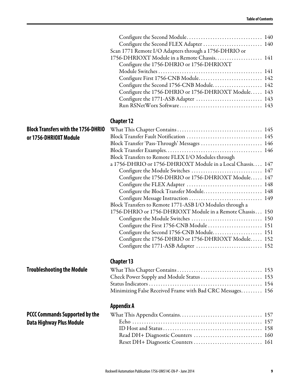 Rockwell Automation 1756-DHRIO_DHRIOXT ControlLogix Data Highway Plus-Remote I/O Communication Interface Module User Manual | Page 9 / 176