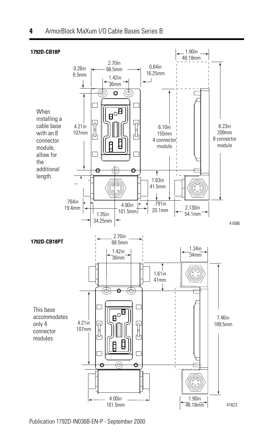 4 armorblock maxum i/o cable bases series b | Rockwell Automation 1792D-CB18PT ArmorBlock MaXum I/O Cable Bases Series B User Manual | Page 4 / 12