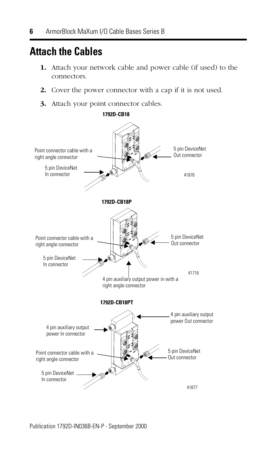 Attach the cables, 6 armorblock maxum i/o cable bases series b | Rockwell Automation 1792D-CB18PT ArmorBlock MaXum I/O Cable Bases Series B User Manual | Page 6 / 12