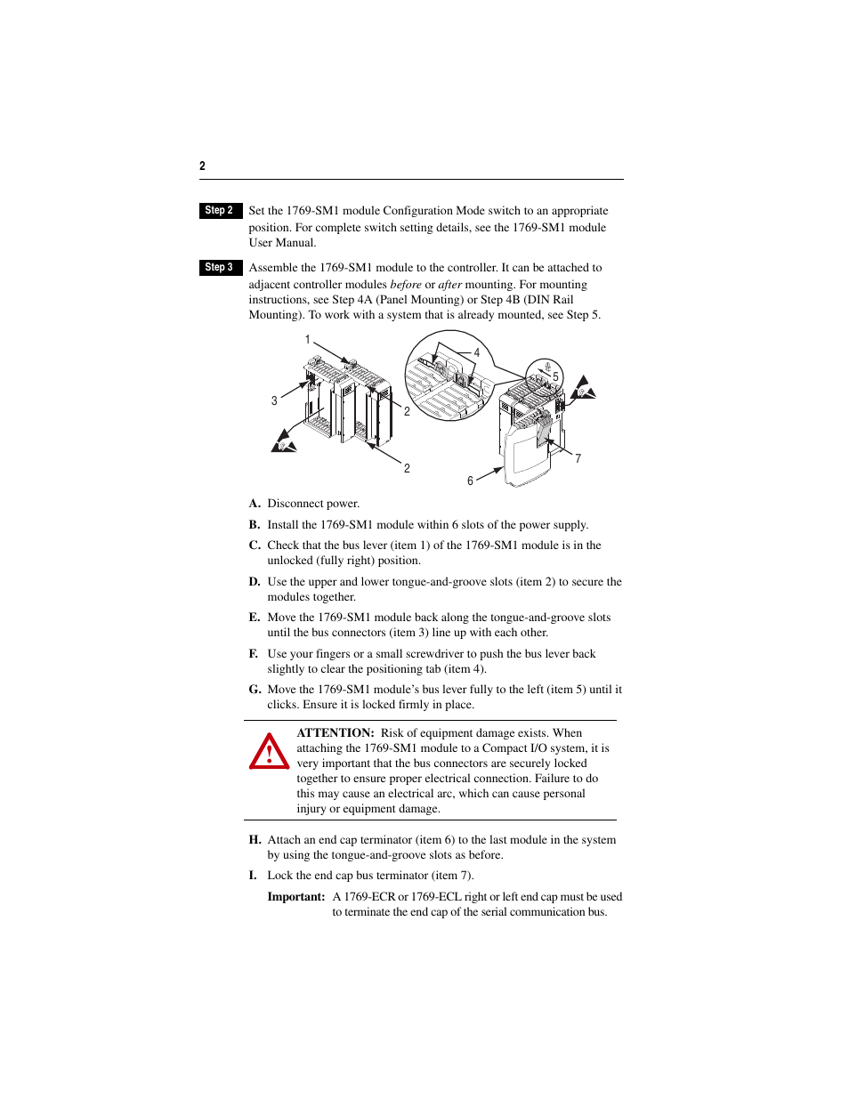 Rockwell Automation 1769-SM1 Compact I/O-to-DPI/SCANport Network Communication Module User Manual | Page 2 / 8