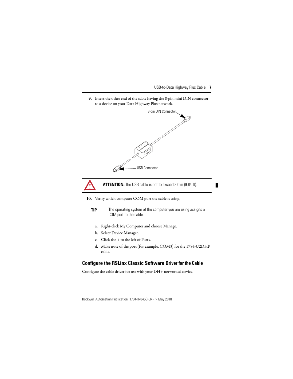 Rockwell Automation 1784-U2DHP USB-to-Data Highway Plus Cable Installation Instructions User Manual | Page 7 / 20