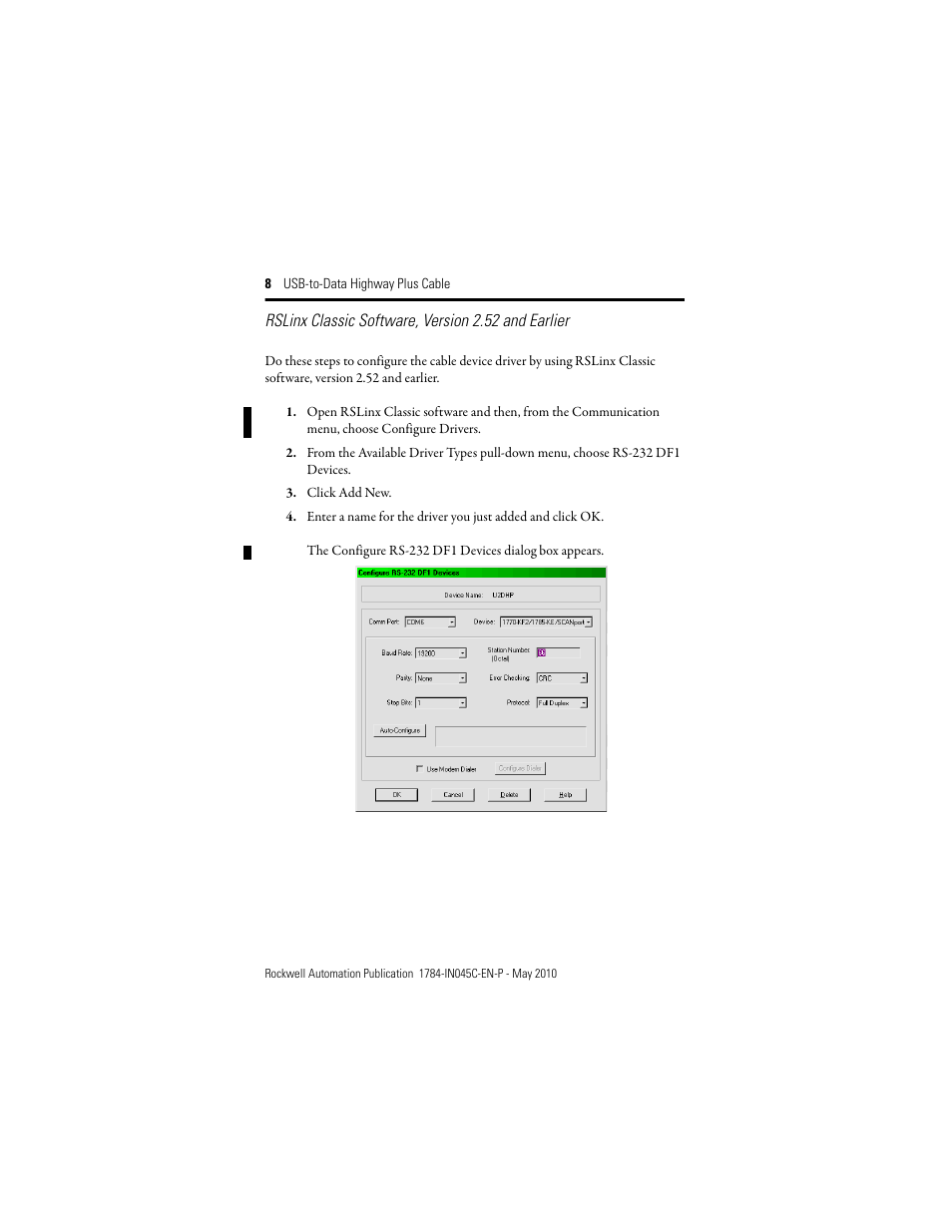 Rockwell Automation 1784-U2DHP USB-to-Data Highway Plus Cable Installation Instructions User Manual | Page 8 / 20