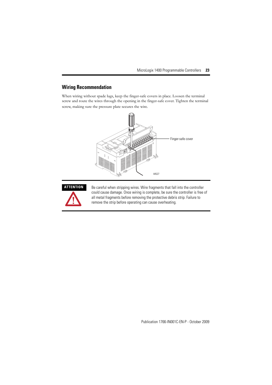 Wiring recommendation | Rockwell Automation 1766-L32xxx MicroLogix 1400 Programmable Controllers Installation Instructions User Manual | Page 23 / 45