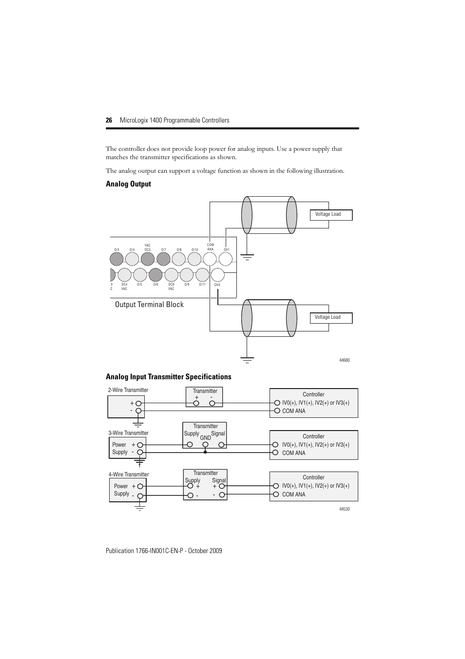 Output terminal block | Rockwell Automation 1766-L32xxx MicroLogix 1400 Programmable Controllers Installation Instructions User Manual | Page 26 / 45