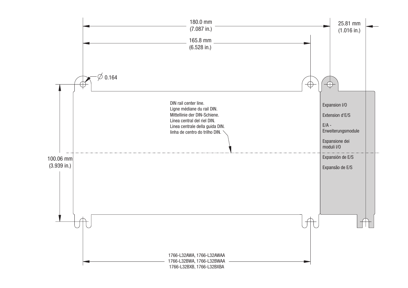 Mounting template | Rockwell Automation 1766-L32xxx MicroLogix 1400 Programmable Controllers Installation Instructions User Manual | Page 37 / 45