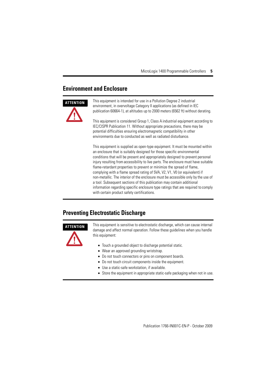 Rockwell Automation 1766-L32xxx MicroLogix 1400 Programmable Controllers Installation Instructions User Manual | Page 5 / 45