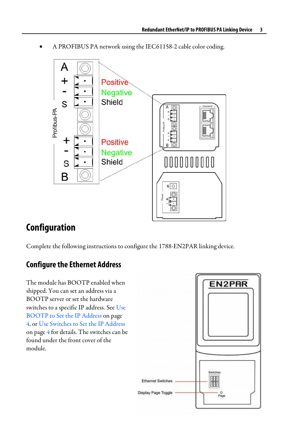 Configuration, Configure the ethernet address, Module | Rockwell Automation 1788-EN2PAR Redundant EtherNet/IP to PROFIBUS PA Linking Device Quick Start User Manual | Page 3 / 8